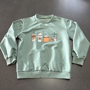 SHEIN Girl's Coffee Sweatshirt Size 10 12 Pumpkin Spice Coffee Shop